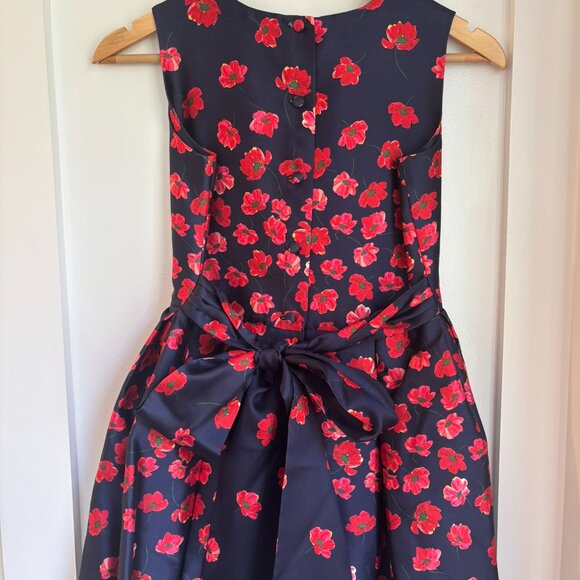 NWT Oscar De La Renta Red And Blue Flower Dress - 12Y - Picture 2 of 4